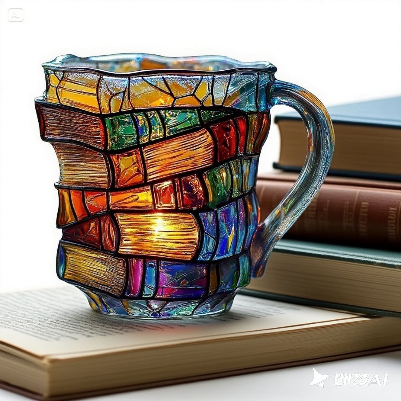 【Cumpărați unul și primiți unul gratuit】Ceașcă de cafea pictată 3D în formă de carte_4055854