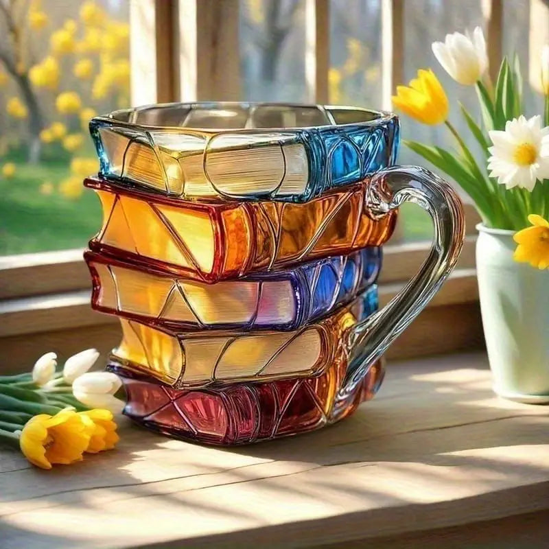 【Cumpărați unul și primiți unul gratuit】Ceașcă de cafea pictată 3D în formă de carte_4055854