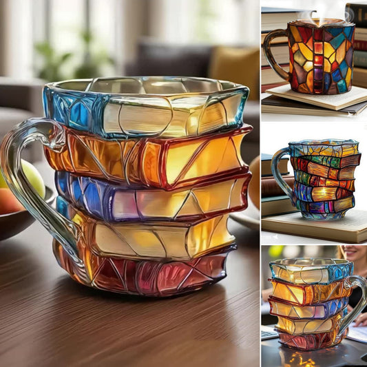 【Cumpărați  unul și primiți unul gratuit】Ceașcă de cafea pictată 3D în formă de carte_4055854